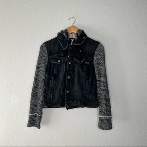 Free People denim jacket with removable hood size medium